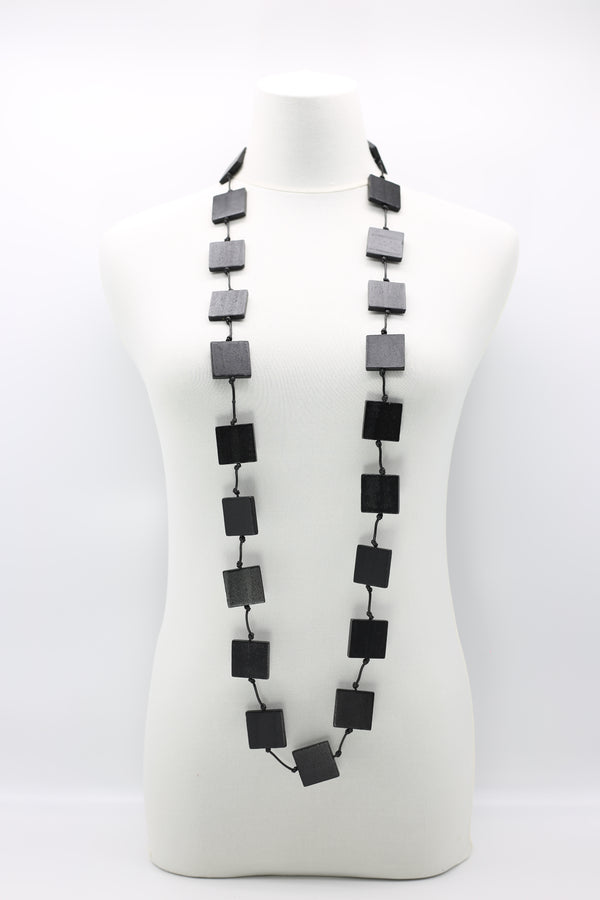 Recycled wood Square beaded Necklace - Jianhui London