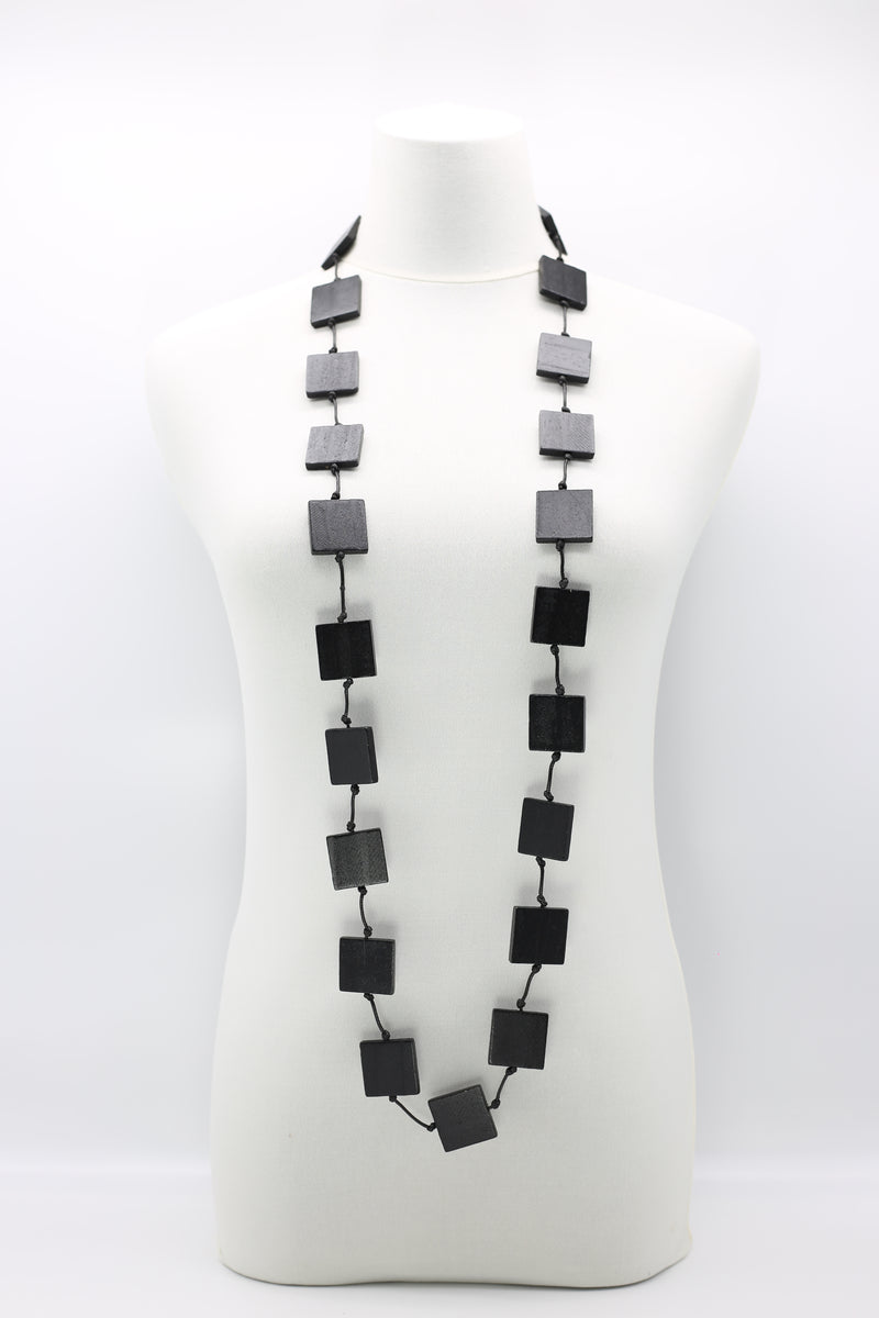 Recycled wood Square beaded Necklace - Jianhui London
