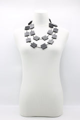 Recycled wood Square beaded Necklace - Jianhui London