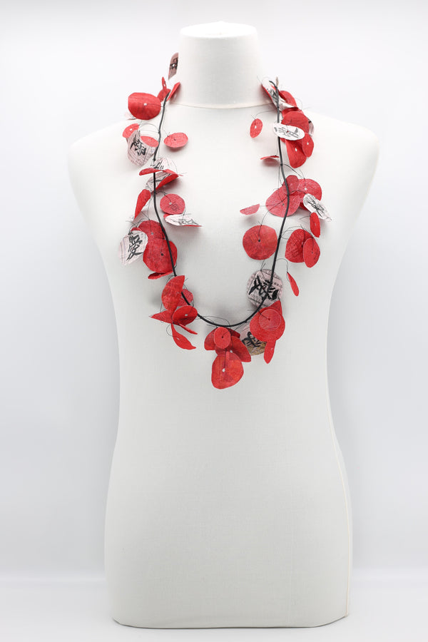 Recycled Newspaper Love in Chinese on fishing wire Necklace - Jianhui London