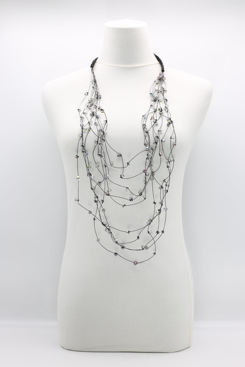 Crystal Cubes on Fishing Wire Necklaces - Small - Jianhui London