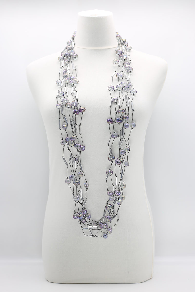 6-strand crystal tube mixed with crystal eggs necklace - Jianhui London