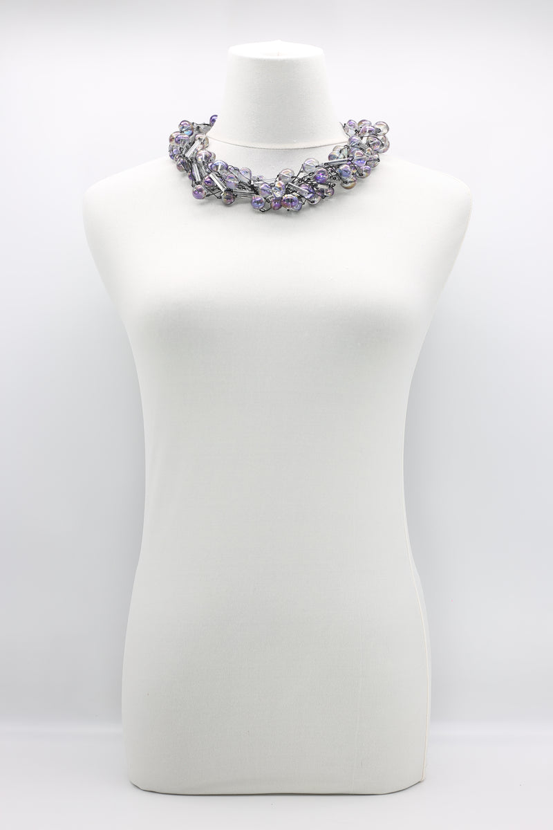 6-strand crystal tube mixed with crystal eggs necklace - Jianhui London
