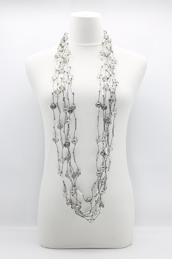 6-strand crystal tube mixed with crystal eggs necklace - Jianhui London