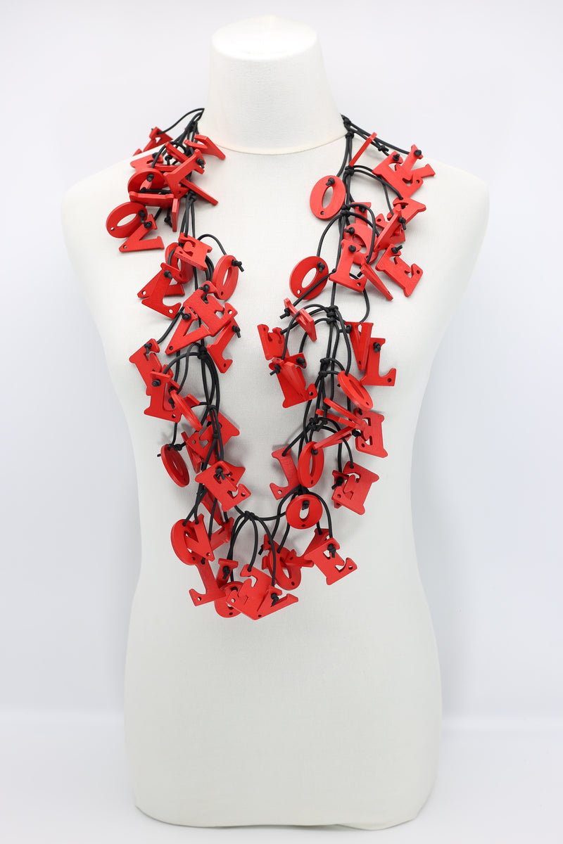 Christmas Collection Big LOVE & Beads Necklaces Set - Red/Black - Jianhui London