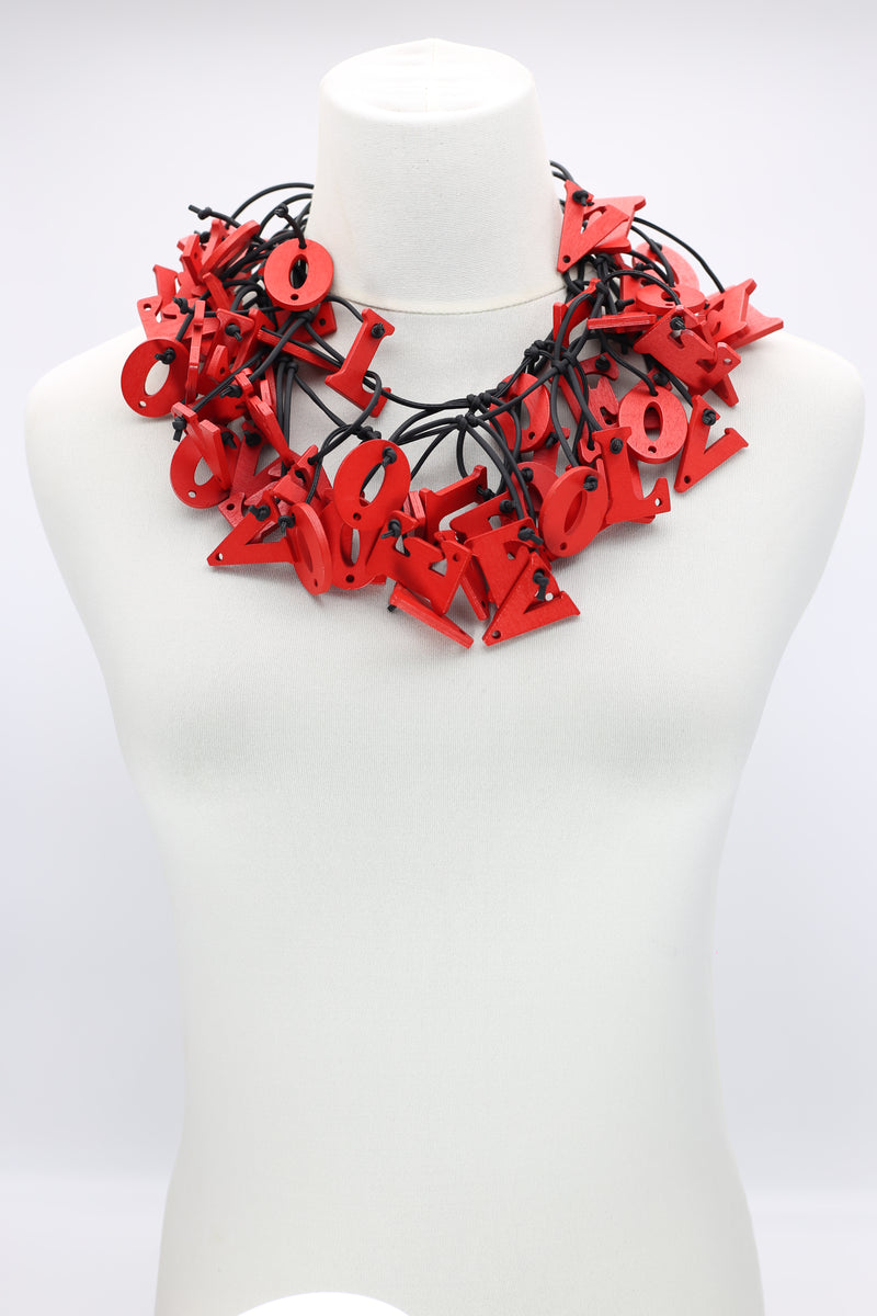 Christmas Collection Big LOVE & Beads Necklaces Set - Red/Black - Jianhui London