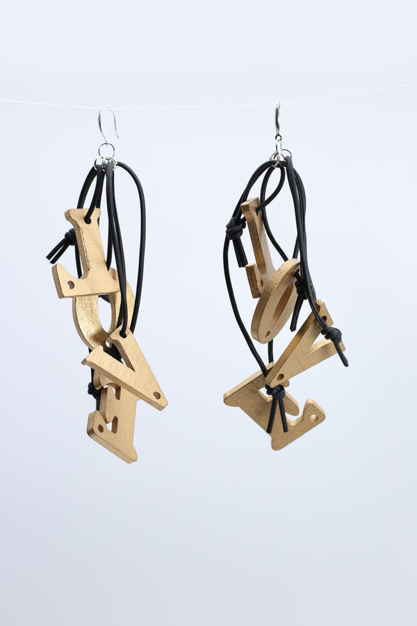 Big LOVE on Leatherette Earrings - Jianhui London