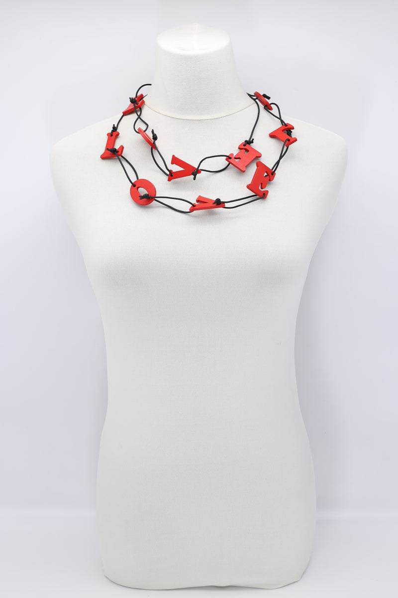 Big LOVE on Leatherette Chain Necklace - Jianhui London