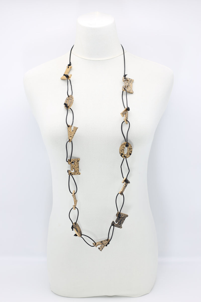 Big LOVE on Leatherette Chain Necklace - Hand-painted - Jianhui London