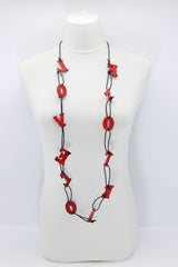 Big LOVE on Leatherette Chain Necklaces Set - Hand-painted - Red/Black, Gold/Black - Jianhui London