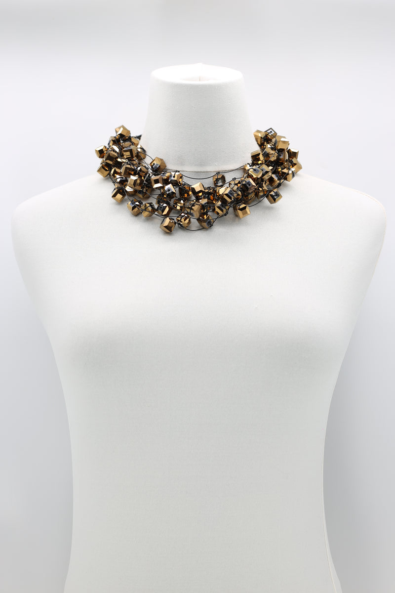 CRYSTAL CUBES ON FISHING WIRE NECKLACES - SHORT - Jianhui London