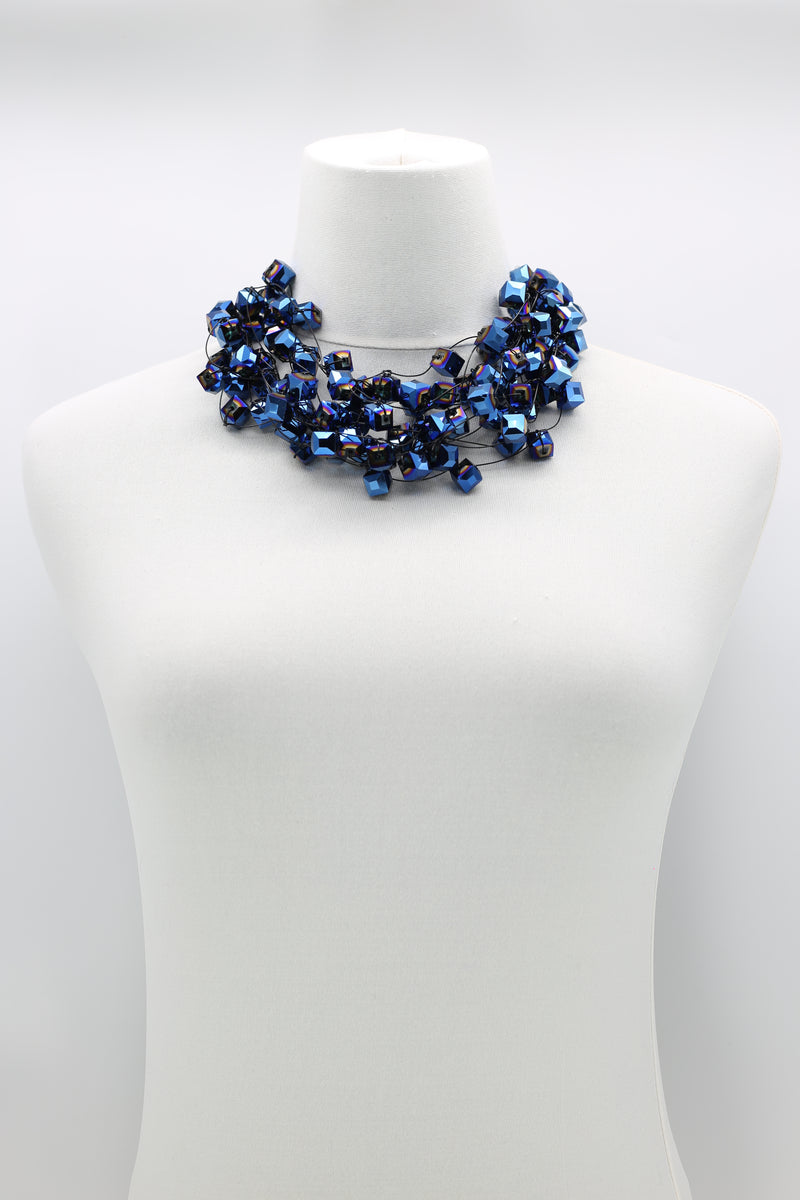 CRYSTAL CUBES ON FISHING WIRE NECKLACES - SHORT - Jianhui London