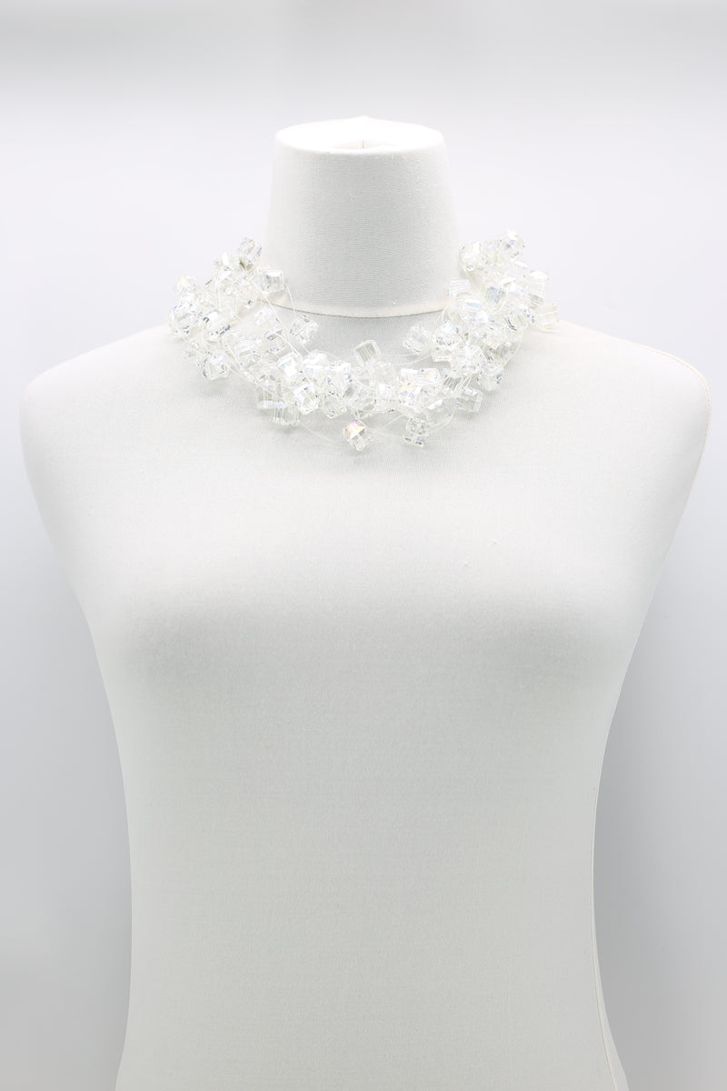 CRYSTAL CUBES ON FISHING WIRE NECKLACES - SHORT - Jianhui London
