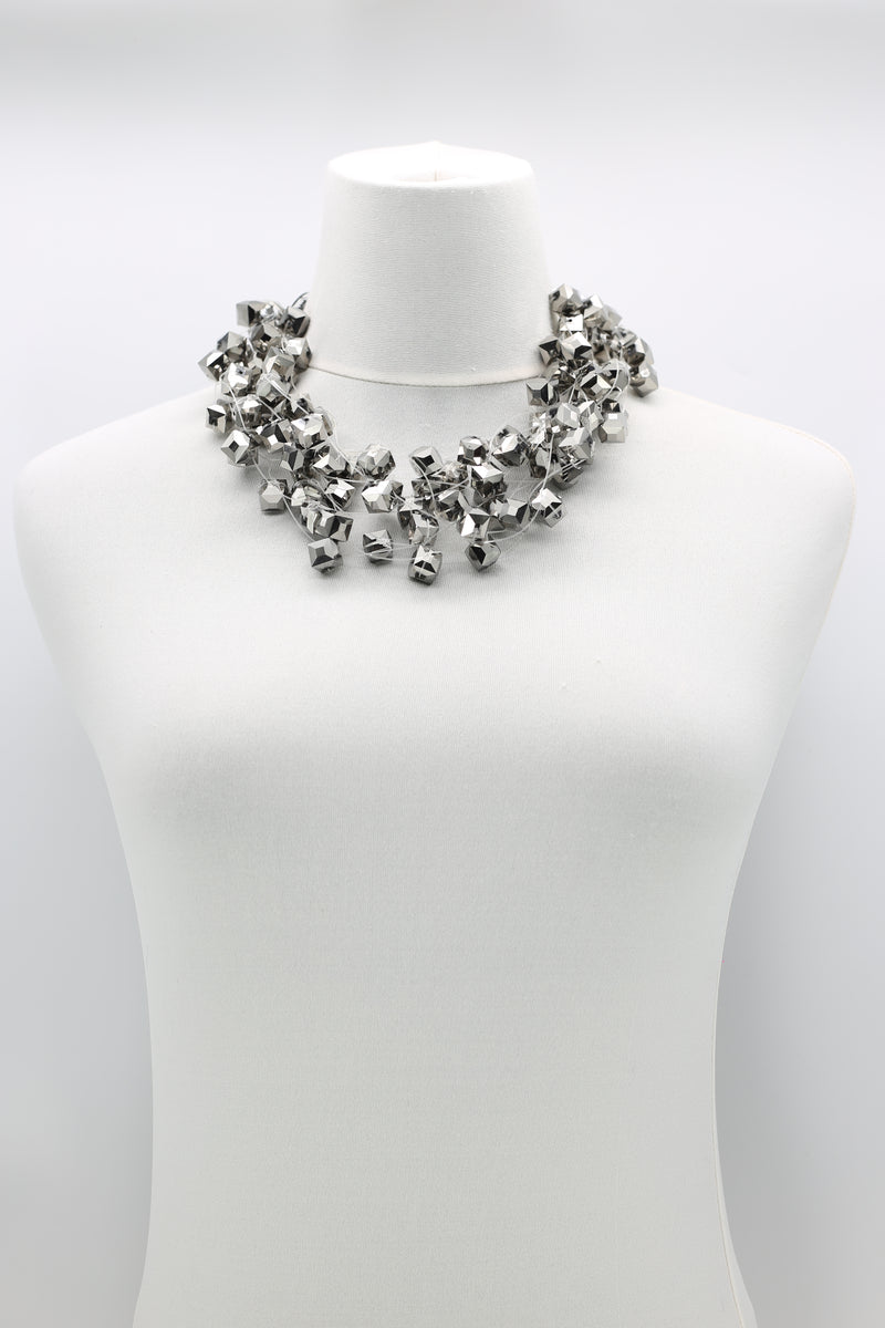 CRYSTAL CUBES ON FISHING WIRE NECKLACES - SHORT - Jianhui London