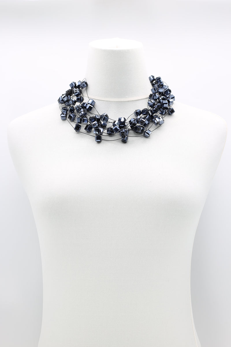 CRYSTAL CUBES ON FISHING WIRE NECKLACES - SHORT - Jianhui London