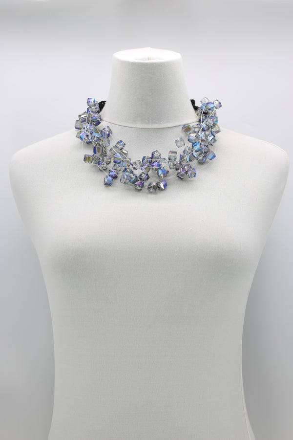CRYSTAL CUBES ON FISHING WIRE NECKLACES - SHORT - Jianhui London