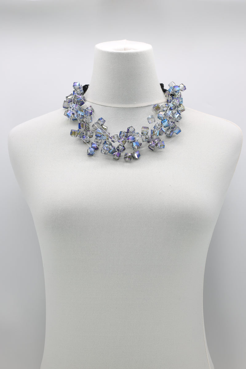 CRYSTAL CUBES ON FISHING WIRE NECKLACES - SHORT - Jianhui London