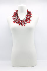 Crystal Faceted Beads on Rubber Necklace - Transparent Red - Jianhui London