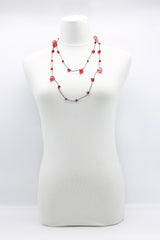 Crystal Faceted Beads on Rubber Necklace - Transparent Red - Jianhui London