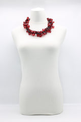 Crystal Faceted Beads on Rubber Necklace - Transparent Red - Jianhui London