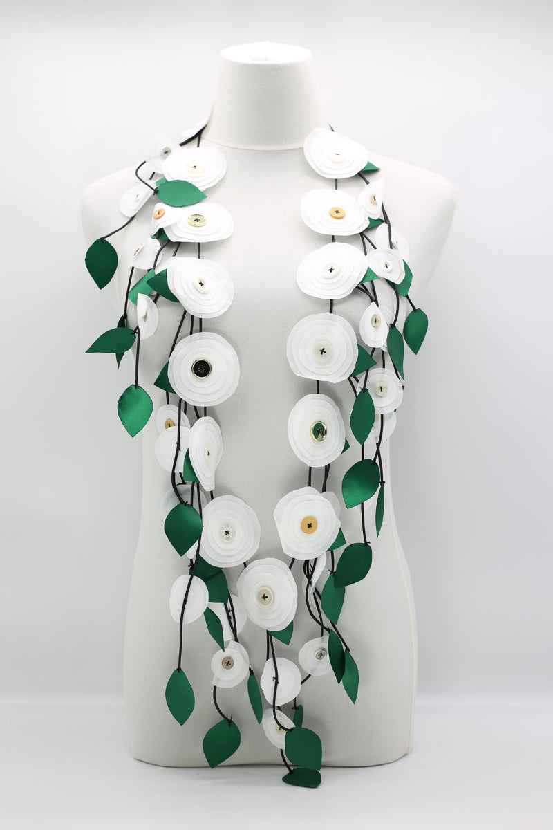 Hand Made Recycled Fabric Flower Neckalce - Jianhui London