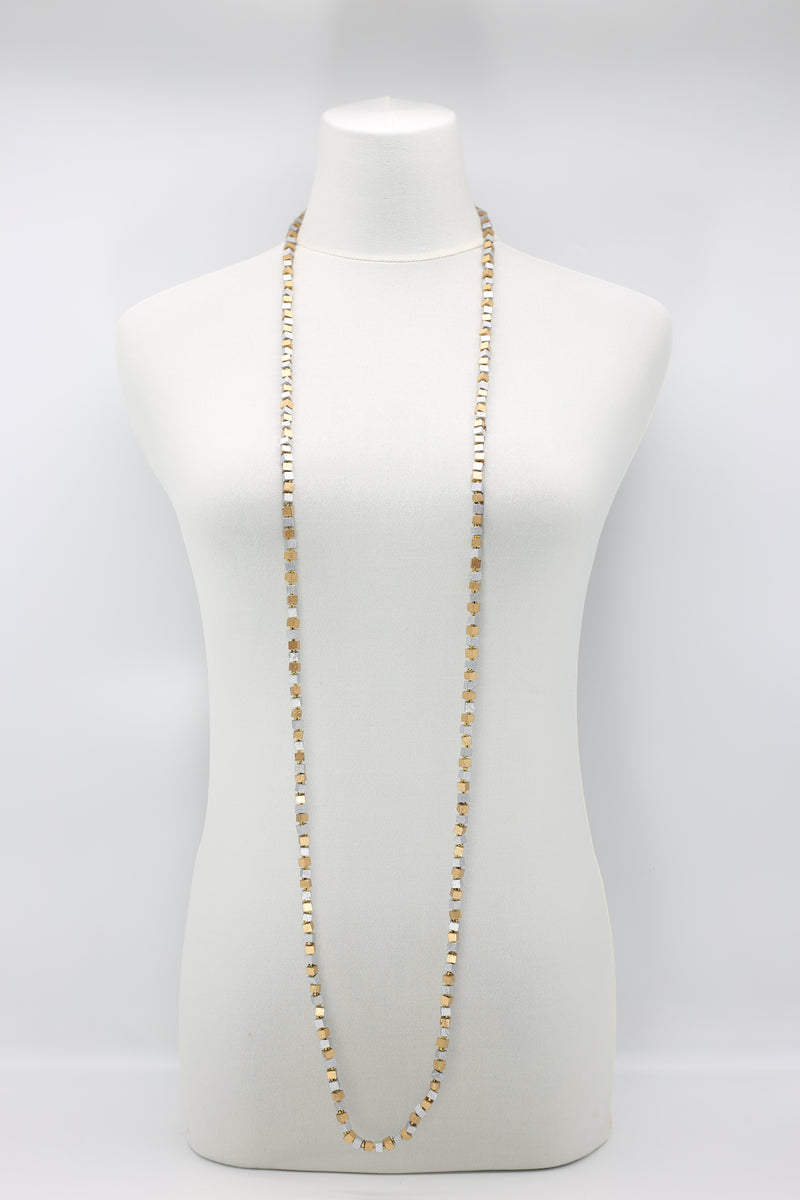 SINGLE STRAND PASHMINA NECKLACE WOODEN BEADS MOSAIC - Jianhui London