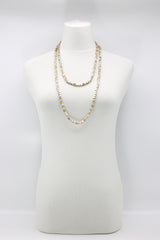SINGLE STRAND PASHMINA NECKLACE WOODEN BEADS MOSAIC - Jianhui London