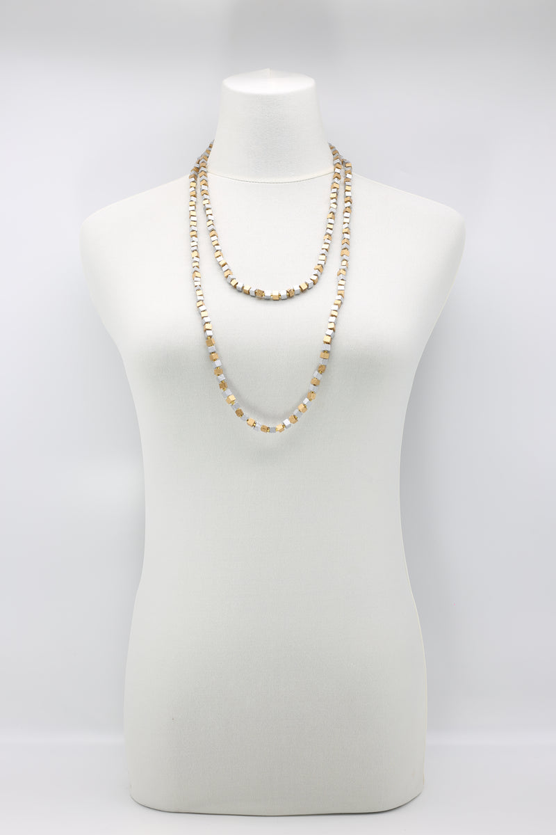 SINGLE STRAND PASHMINA NECKLACE WOODEN BEADS MOSAIC - Jianhui London