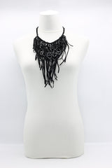 Crystal Geometrics Hand-woven on Leatherette Cape-style Necklace - Jianhui London
