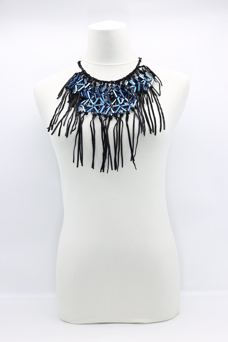 Crystal Geometrics Hand-woven on Leatherette Cape-style Necklace - Jianhui London