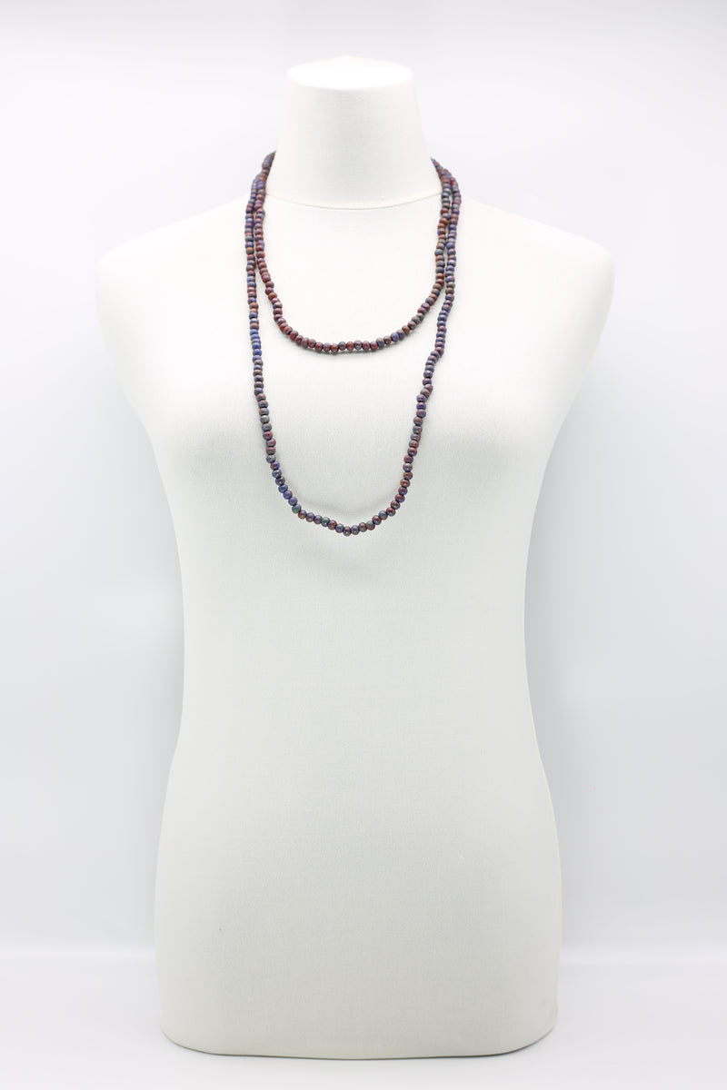SINGLE STRAND - 5 X 6 MM WOODEN BEADS NECKLACE - HAND PAINTED - Jianhui London