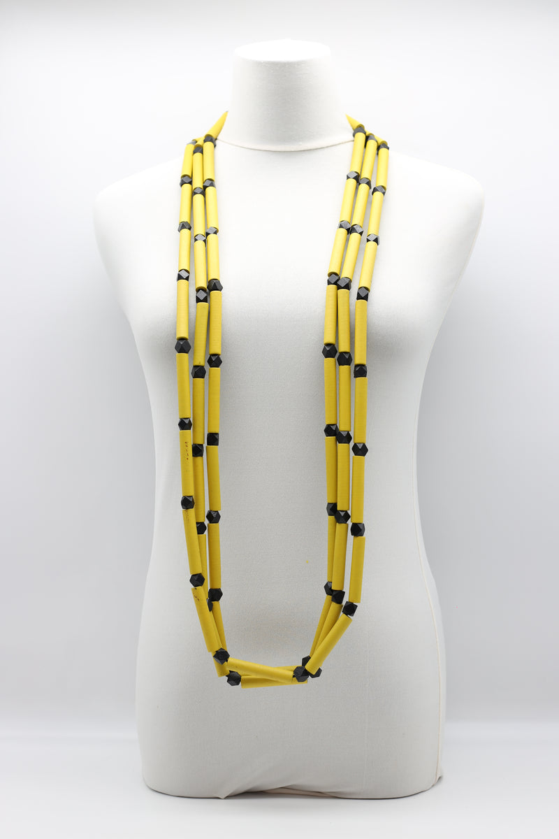 3 Strand Recycled Wooden Tube Necklace - Jianhui London