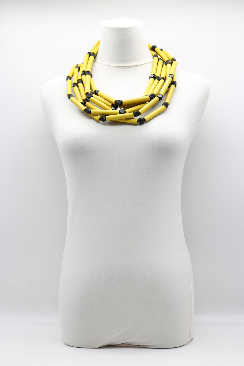 3 Strand Recycled Wooden Tube Necklace - Jianhui London