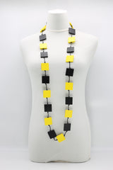 RECYCLE WOOD SQUARE NECKLACE -DUO BLACK/WHITE - Jianhui London