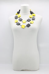 RECYCLE WOOD SQUARE NECKLACE -DUO BLACK/WHITE - Jianhui London