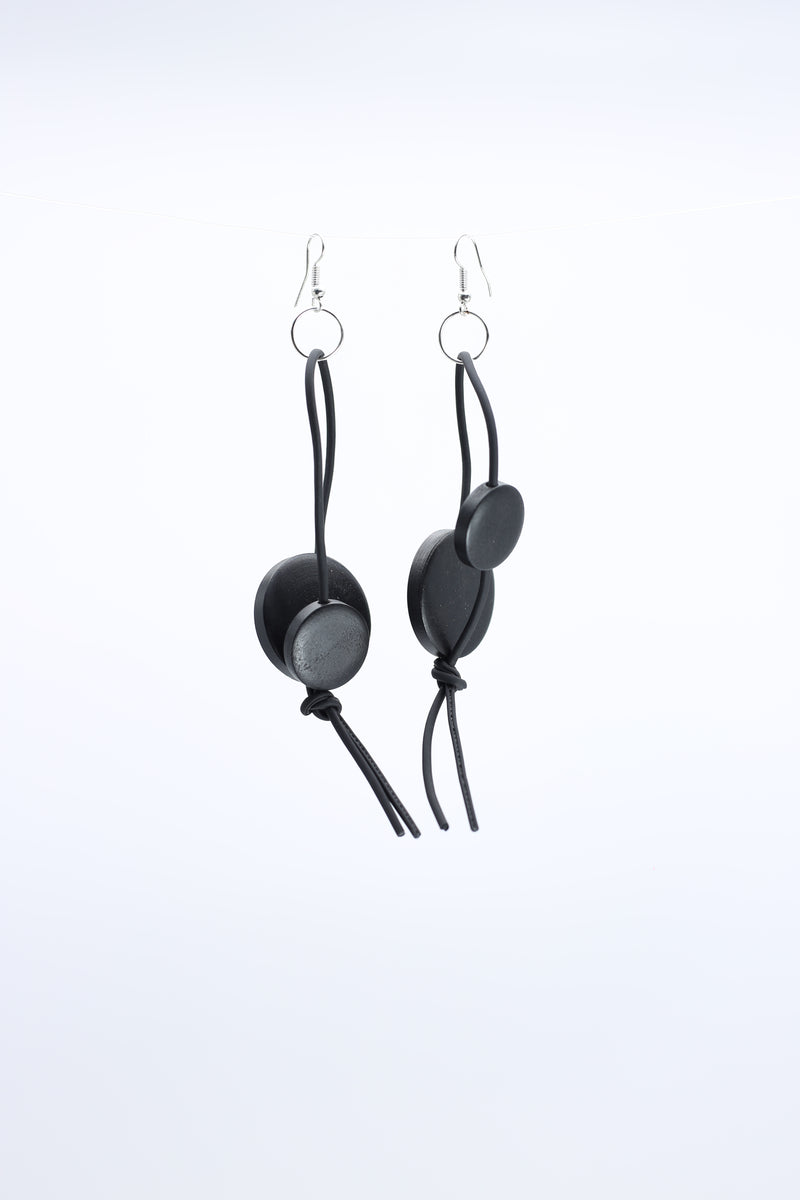 Coins on Leatherette Loop Earrings - Jianhui London