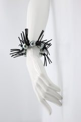 Faux Pearl & Leatherette Spikes Bracelet - Jianhui London