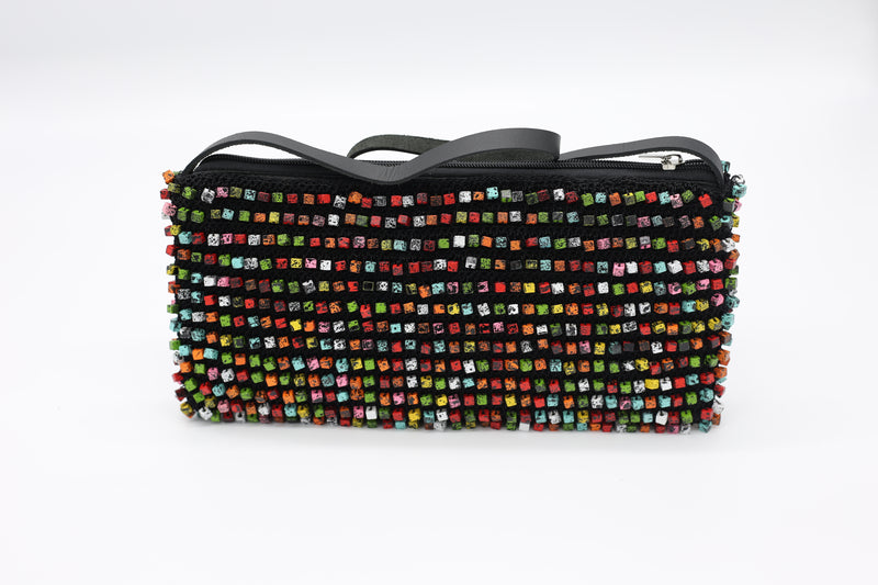 Medium Hand-painted Hand-crocheted Beads Bag Summer Multi - Jianhui London