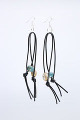 Ceramic Beads on Double Leatherette Loop Earrings - Jianhui London