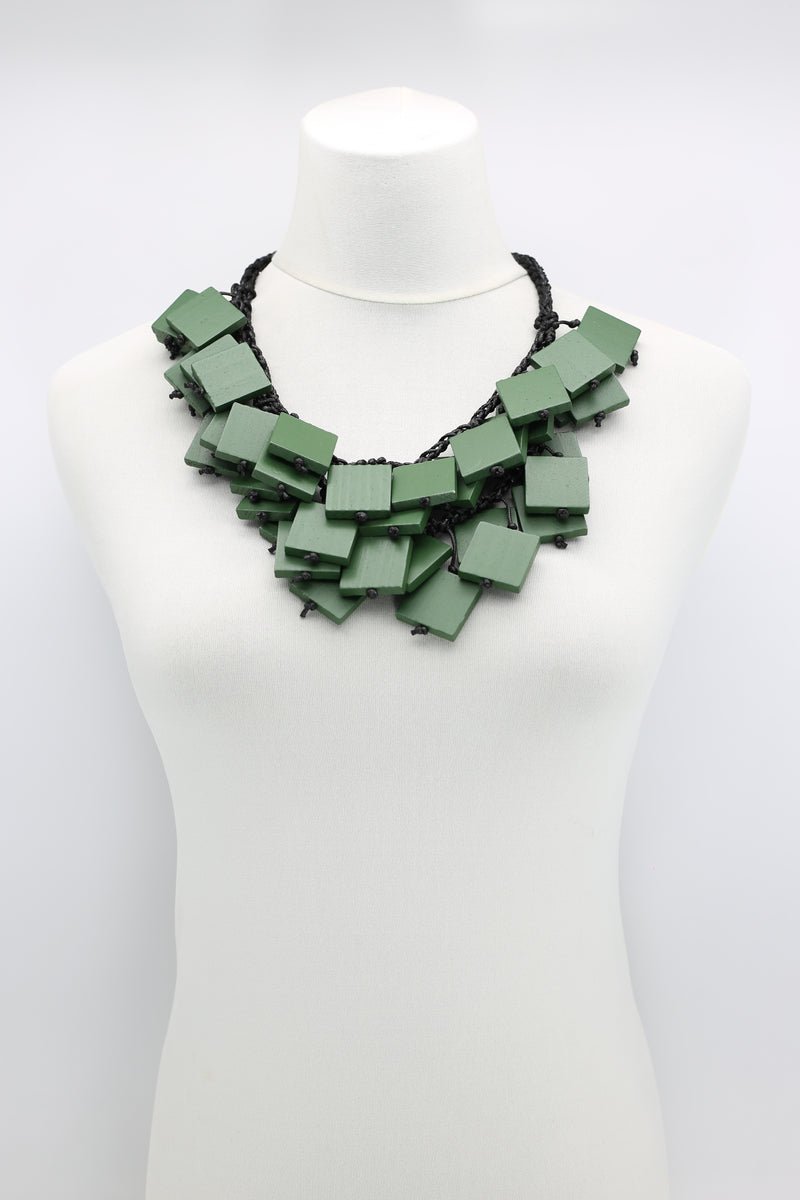 Berry Beads & Squares Necklaces Set - Spring Green/Racing Green - Jianhui London