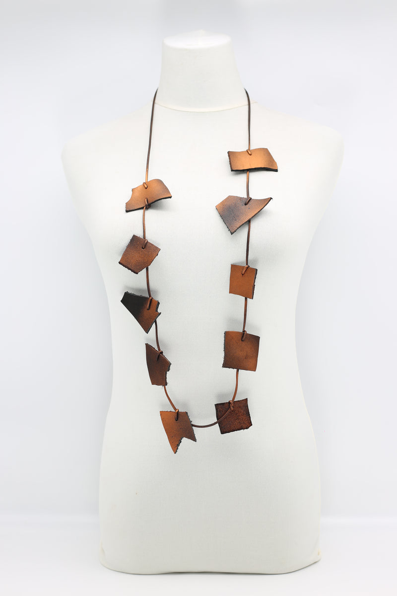 Recycled Leather Irregular Shapes Necklace - Jianhui London