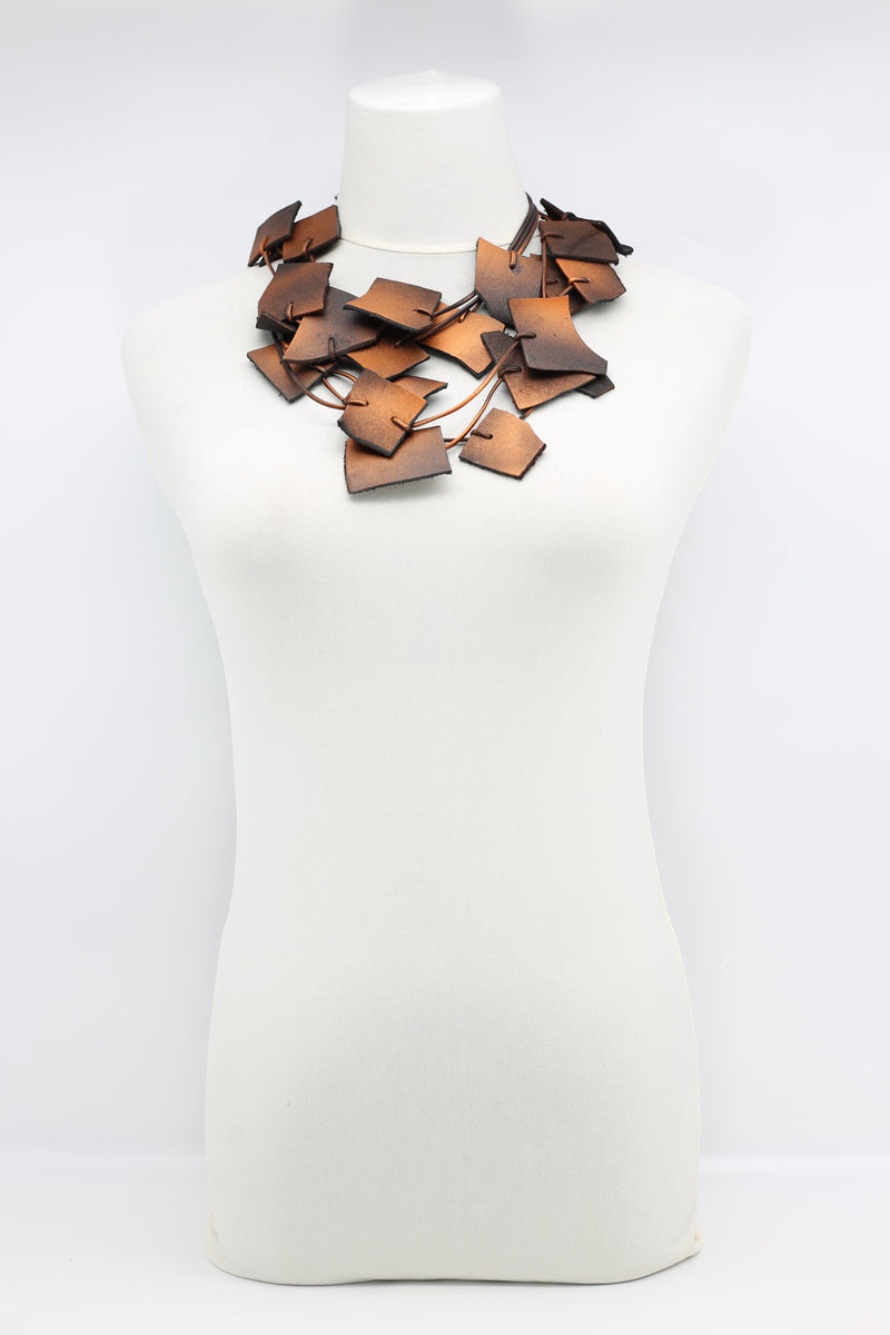 Recycled Leather Irregular Shapes Necklace - Jianhui London