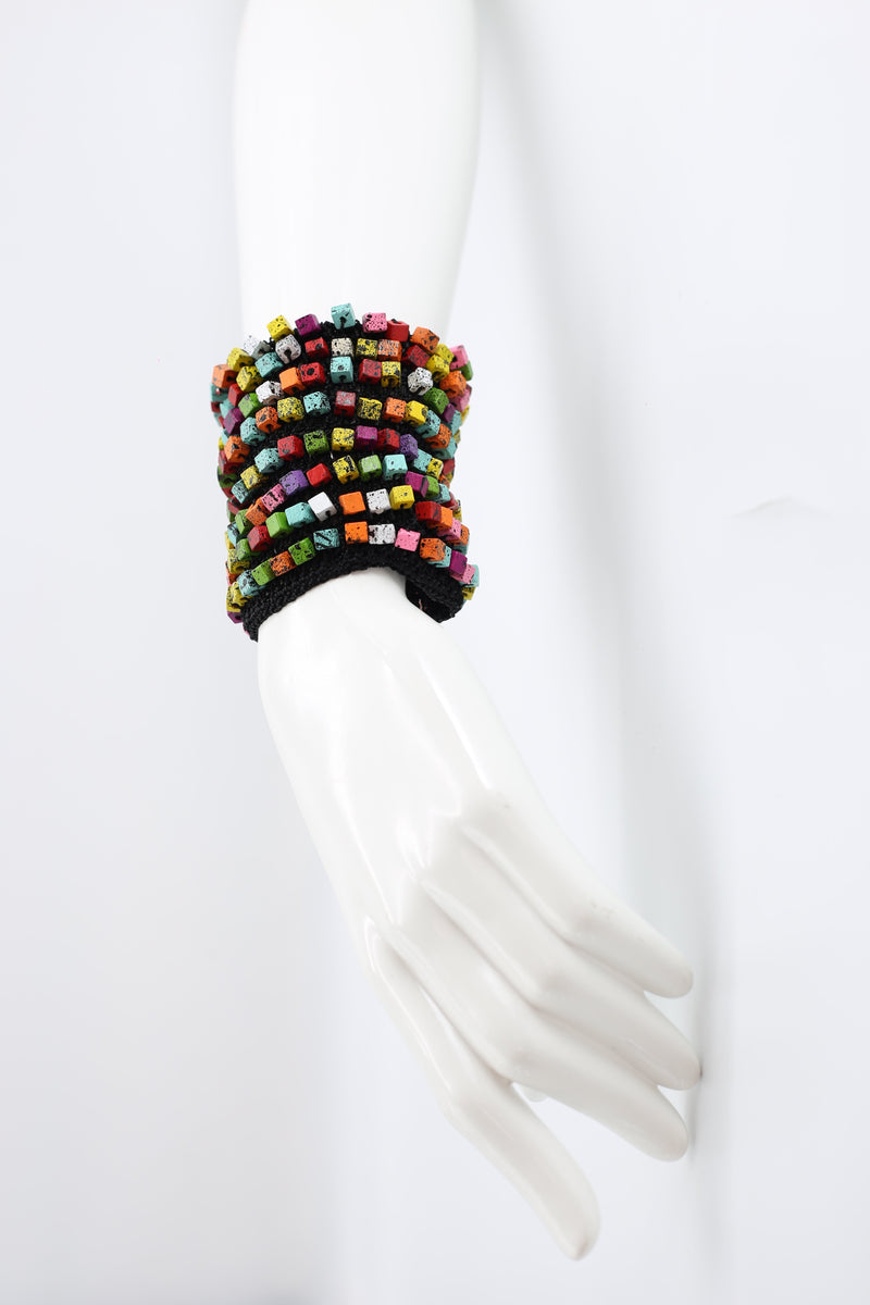 Pashmina Sleeve Bracelet - Hand-painted Summer Multi/Black - Jianhui London
