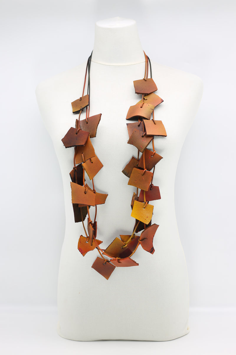 Recycled Leather Irregular Shapes Necklace - Jianhui London