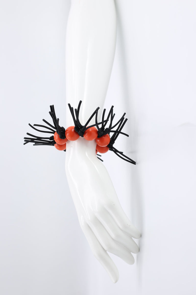 Wooden Beads and Leatherette Spikes Berry Bracelet - Jianhui London