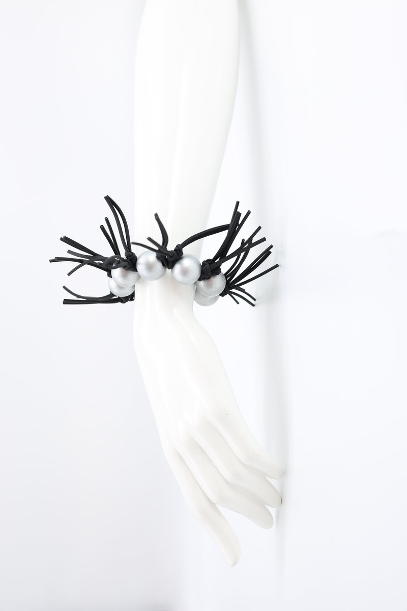 Wooden Beads and Leatherette Spikes Berry Bracelet - Jianhui London