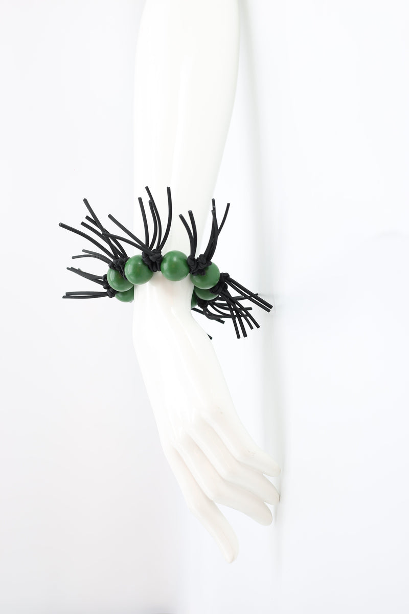 Wooden Beads and Leatherette Spikes Berry Bracelet - Jianhui London