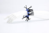 Faux Pearl with Leatherette Spikes Necklace & Bracelet Set - Navy - Jianhui London