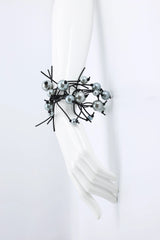 Faux Pearl on Elastic Fishbone Leatherette Bracelet - Jianhui London
