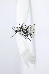 Faux Pearl on Elastic Fishbone Leatherette Bracelet - Jianhui London